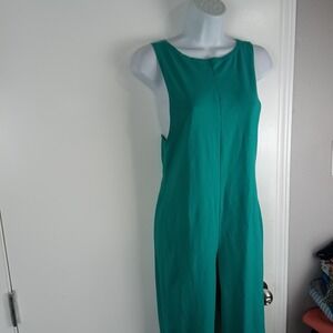 Pink Lucy Jumpsuit Womens Medium Teal Green Sleeveless Back Zip Stretch Slim Leg